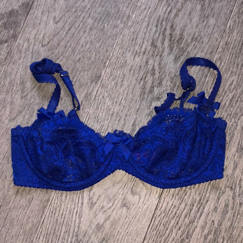 Agent Provocateur Vanesa Lace Demi Blue Bra 32C